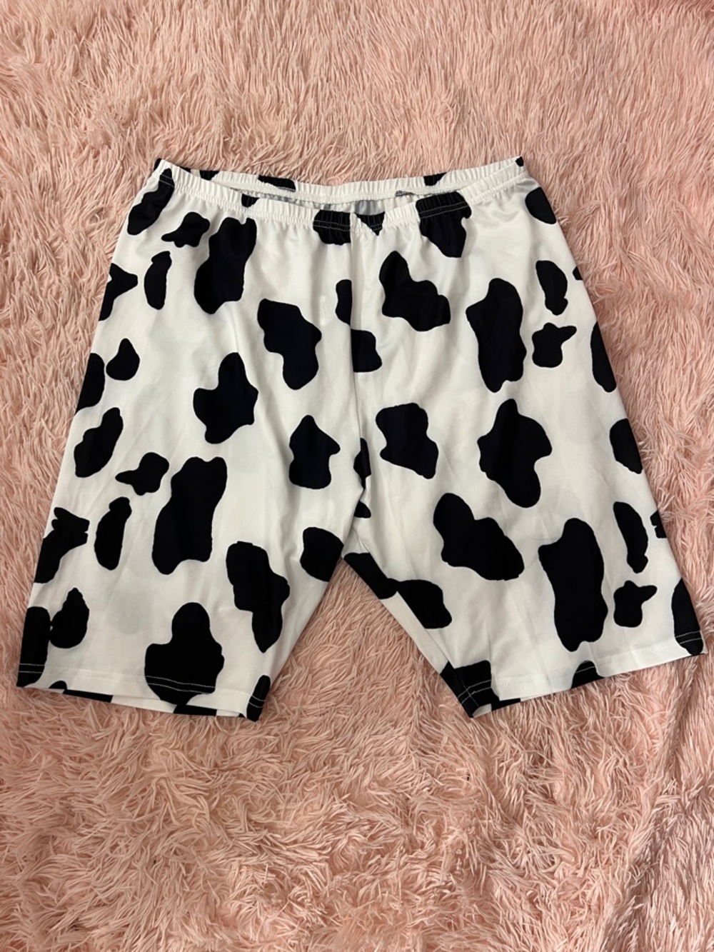 Black & White Cow Print Athletic Shorts